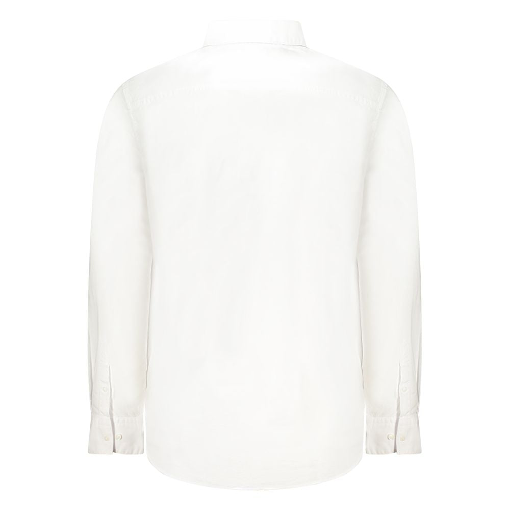 White Cotton Men ShirtElevate your wardrobe with the quintessence of sophistication; this Calvin Klein long sleeve shirt boasts a classic fit that’s tailored to perfection. Crafted from premium cotton with a hint of elastane, it promises both comfort and