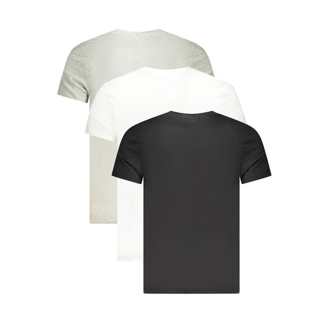 Gray Cotton Men T-ShirtDress in style with this essential Calvin Klein tri-pack, featuring short sleeve t-shirts in the most versatile shades of white, grey, and black. Elevate your casual wear with this pack that promises comfort without compromising on