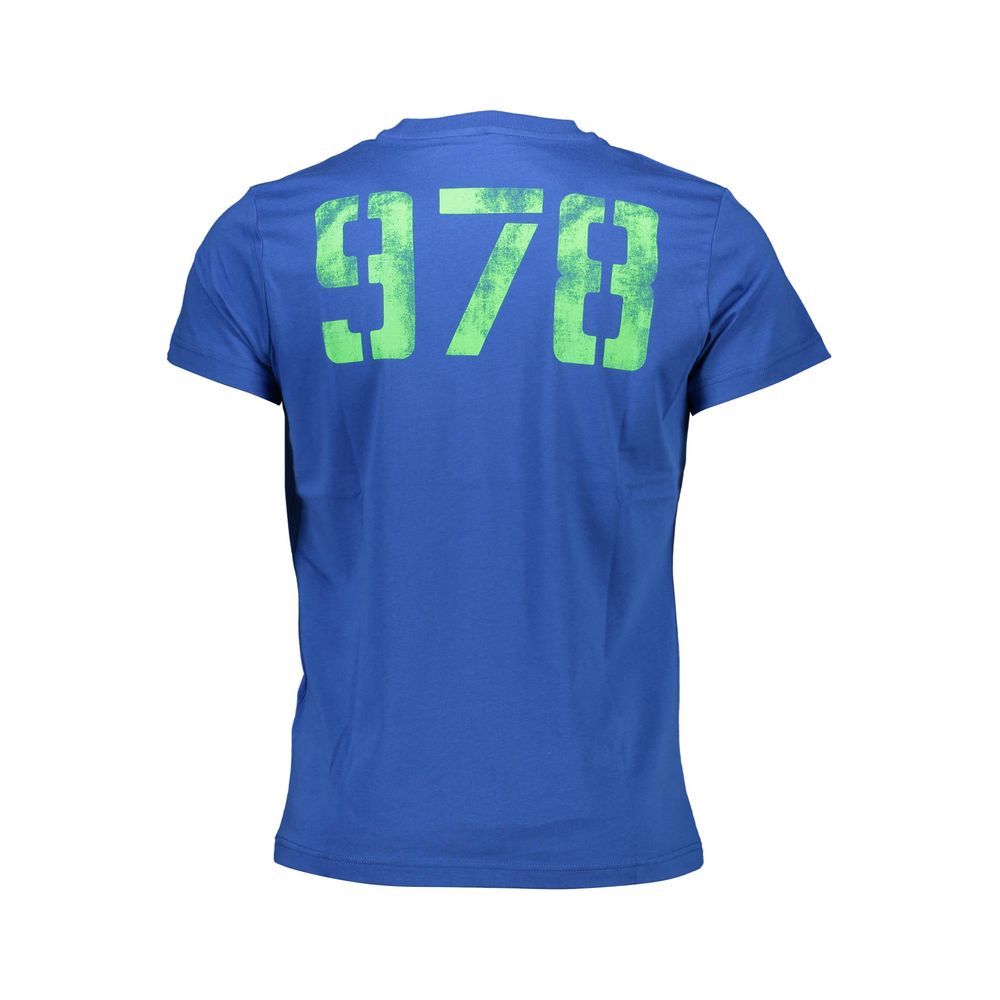 Blue Cotton Men’s T-Shirt with Diesel Logo Print