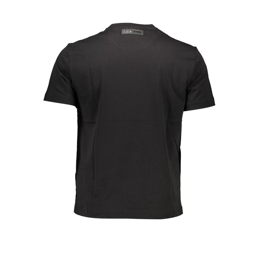 Schwarzes Baumwoll-T-Shirt mit großem PLEIN SPORT Logo
