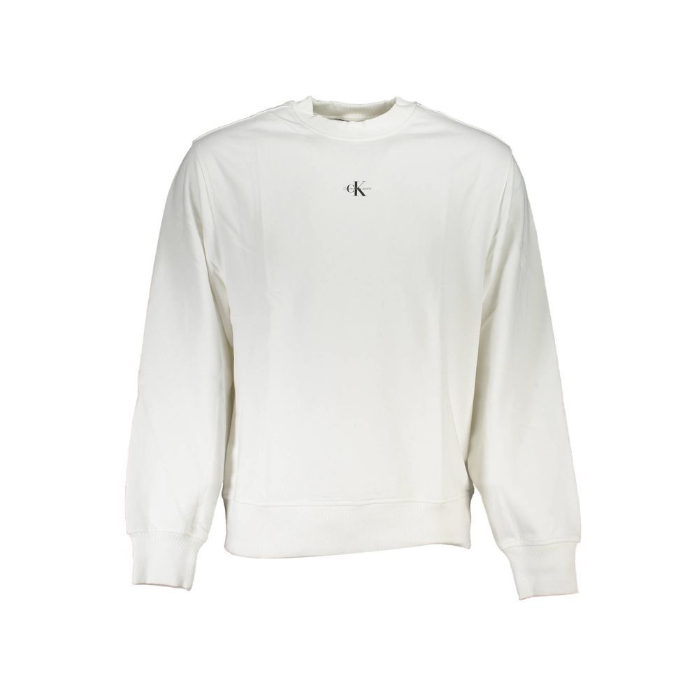 White Cotton Men SweaterElevate your casual wear with this Calvin Klein long sleeve sweatshirt, where comfort meets iconic style. Brushed for a soft touch, it sports a crew neck and showcases a statement-making print and the signature logo, this piece is