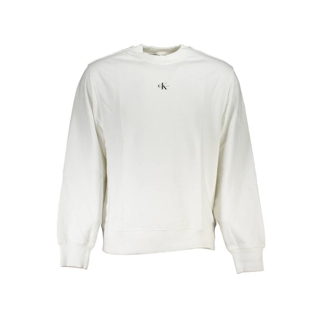 White Cotton Men SweaterElevate your casual wear with this Calvin Klein long sleeve sweatshirt, where comfort meets iconic style. Brushed for a soft touch, it sports a crew neck and showcases a statement-making print and the signature logo, this piece is