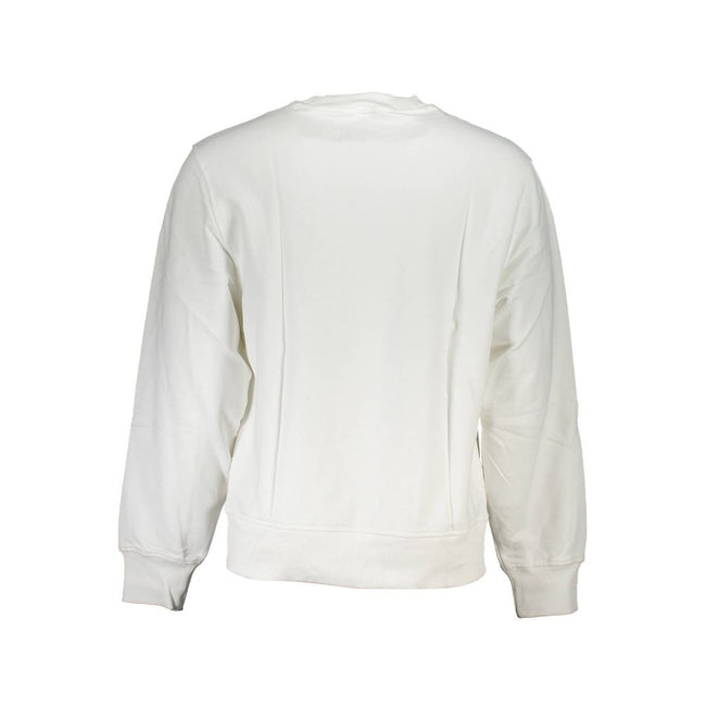 White Cotton Men SweaterElevate your casual wear with this Calvin Klein long sleeve sweatshirt, where comfort meets iconic style. Brushed for a soft touch, it sports a crew neck and showcases a statement-making print and the signature logo, this piece is
