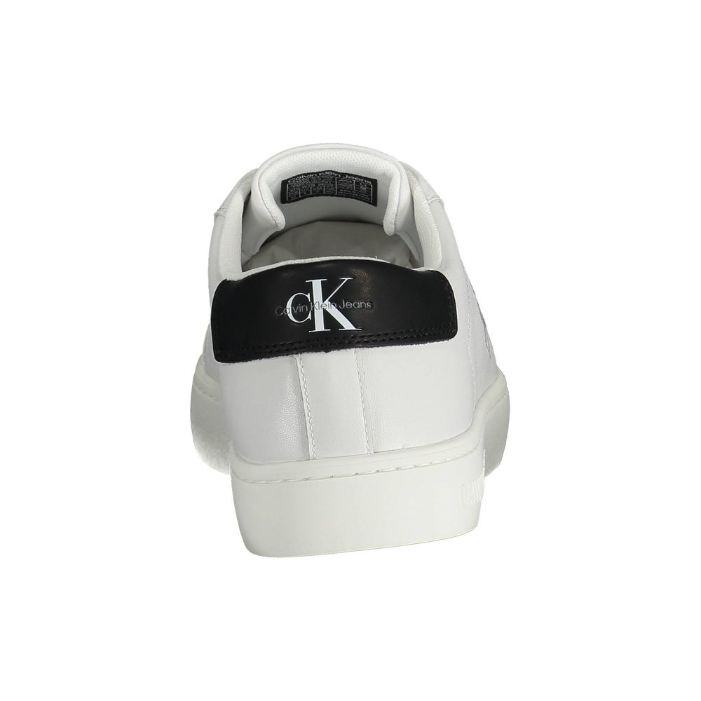 White Recycled Polyester Men SneakerElevate your sneaker game with Calvin Klein’s latest fusion of style and sustainability. These lace-up sports shoes boast bold contrasting details and modern print, featuring the iconic Calvin Klein logo. Constructed fr