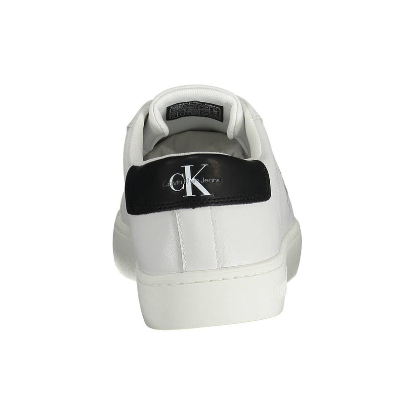 White Recycled Polyester Men SneakerElevate your sneaker game with Calvin Klein’s latest fusion of style and sustainability. These lace-up sports shoes boast bold contrasting details and modern print, featuring the iconic Calvin Klein logo. Constructed fr