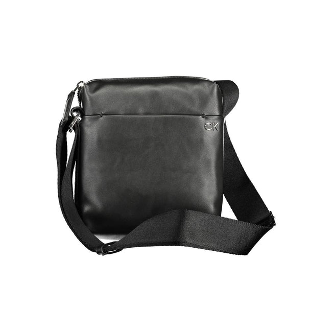 Black Polyester Men Shoulder BagElevate your style quotient with the Calvin Klein shoulder bag—where functionality meets eco-conscious fashion. Boasting a sleek black hue, this bag features an adjustable strap for customized carrying comfort, along with a