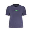 Blue Cotton Women T-ShirtElevate your everyday style with this chic Calvin Klein short sleeve T-shirt. Boasting a bold logo emblazoned across the front, it’s the perfect blend of comfort and high fashion. Crafted from premium cotton, this crew neck top ma