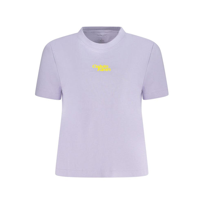 Purple Cotton Women T-ShirtElevate your everyday style with the essence of bold minimalism. This Calvin Klein T-shirt boasts a sleek purple hue that captures attention without trying. Featuring a classic crew neck and short sleeves, the iconic Calvin Klei
