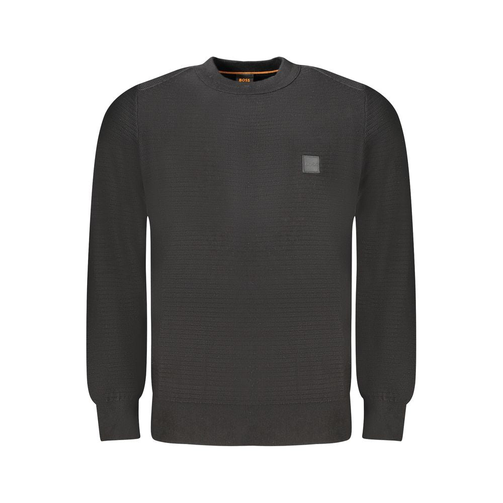 Black Cotton Men SweaterExperience the epitome of sleek sophistication with this Hugo Boss long-sleeved t-shirt. Crafted with impeccable attention to detail, its luxurious blend of 95% cotton and 5% cashmere ensures a touch of indulgence with every wear.