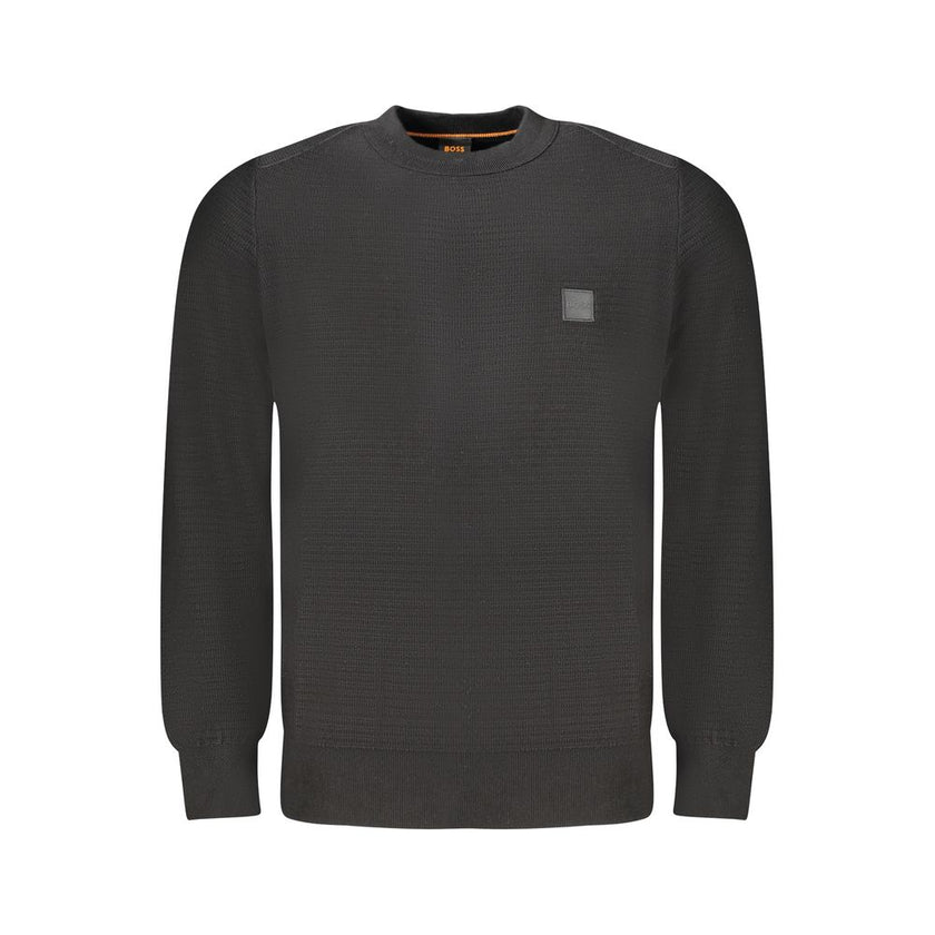 Black Cotton Men SweaterExperience the epitome of sleek sophistication with this Hugo Boss long-sleeved t-shirt. Crafted with impeccable attention to detail, its luxurious blend of 95% cotton and 5% cashmere ensures a touch of indulgence with every wear.