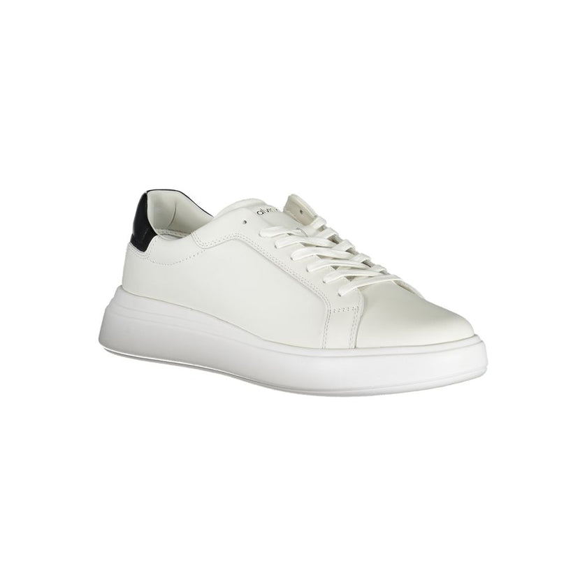 Sleek White Sneakers with Contrast AccentsStep into style with these sophisticated Calvin Klein sneakers that embody casual elegance. Perfect for the modern man, these shoes feature a dynamic mix of materials and eye-catching contrast details that complem