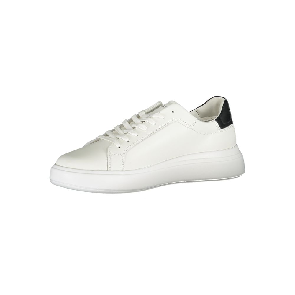 Sleek White Sneakers with Contrast AccentsStep into style with these sophisticated Calvin Klein sneakers that embody casual elegance. Perfect for the modern man, these shoes feature a dynamic mix of materials and eye-catching contrast details that complem