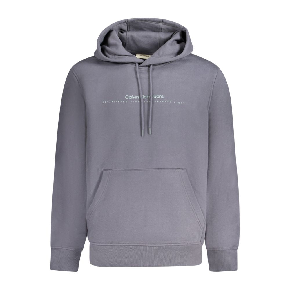 Blue Cotton Men SweaterElevate your casualwear with the timeless appeal of Calvin Klein. This striking blue hoodie features a bold Calvin Klein logo that makes a statement without saying a word. Crafted from a premium blend of cotton and polyester, it off