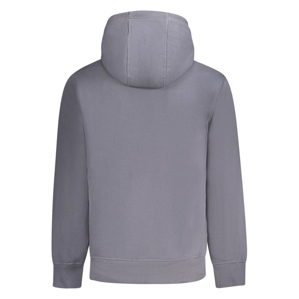 Blue Cotton Men SweaterElevate your casualwear with the timeless appeal of Calvin Klein. This striking blue hoodie features a bold Calvin Klein logo that makes a statement without saying a word. Crafted from a premium blend of cotton and polyester, it off
