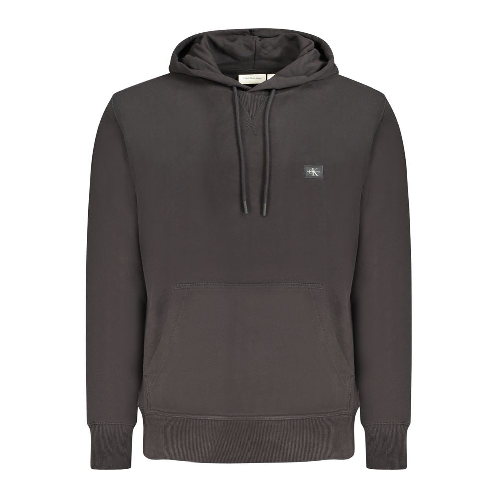 Black Cotton Men SweaterUnleash the epitome of comfort meets style with this Calvin Klein long-sleeved hooded sweatshirt. Elevate your off-duty look with this sleek black number, crafted from 95% regenerative cotton blend, ensuring an eco-friendly approac