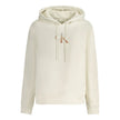 White Cotton Women SweaterMake a bold style statement with this iconic Calvin Klein hoodie. Classic yet contemporary, this white sweatshirt exudes casual elegance with its sleek print and unmistakable logo. Crafted from a soft blend of cotton and elastane