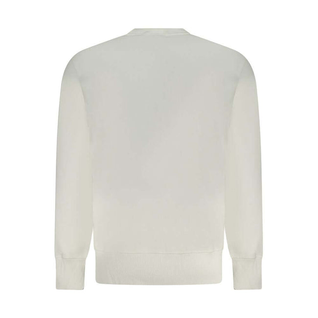 White Cotton Men SweaterDare to stand out with Calvin Klein’s latest creation, blending fashion-forward boldness with conscious fabric choices. This white long-sleeve sweatshirt features brushed cotton for a luxe feel, accented by eye-catching contrasting