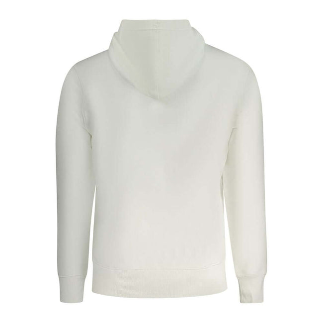 White Cotton Men SweaterExperience luxury redefined with this Calvin Klein essential—a must-have for the modern fashion aficionado. The sophisticated white palette elevates the classic hooded sweatshirt design. Made from a premium blend of cotton and a to