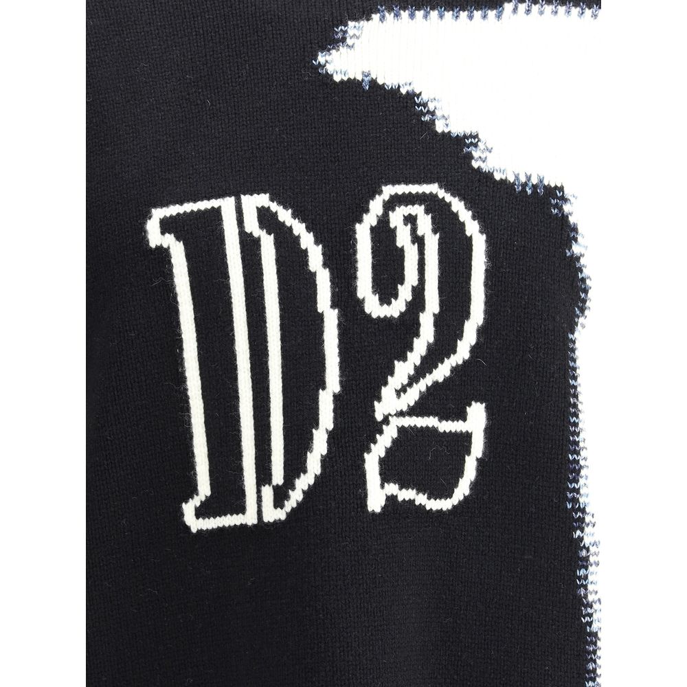 Black Wool SweatshirtDsquared2’s wool Sweater combines comfort and style in a distinctive modern design. Featuring a ribbed crew neck, cuffs and hem, it features a fine knit weave that enhances the quality of the yarn. The brand’s iconic logo stands out o