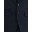 Black Fleece Wool Two-Piece SuitDsquared2 Virgin Wool London Suit, consisting of jacket and pants. Wool blazer jacket, front button closure, three welt pockets on the front with flap, one slit pocket on the front, peaked lapels. Classic wool pants, front
