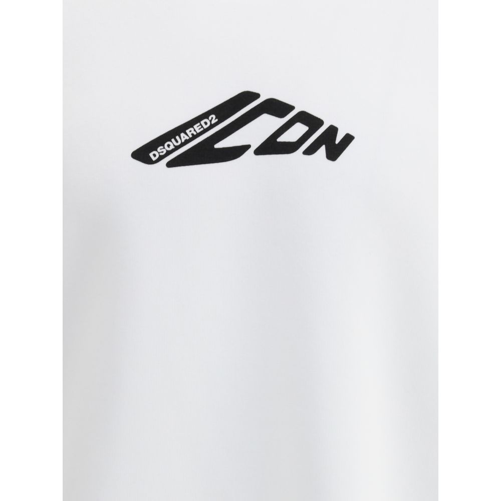 White Cotton SweatshirtDsquared2’s cotton Sweatshirt is a casual garment with a bold and comfortable style. Made of soft cotton with a plush interior, it offers a warm and comfortable feel ideal for the cooler season. The monochrome design is enhanced by