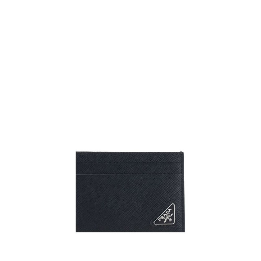 Black Calf Leather Bos Taurus WalletPrada’s Leather Card Holder is a compact and stylish accessory perfect for everyday use. Featuring card slots on the front and back, it combines functionality and style in an essential design. The iconic enameled triang