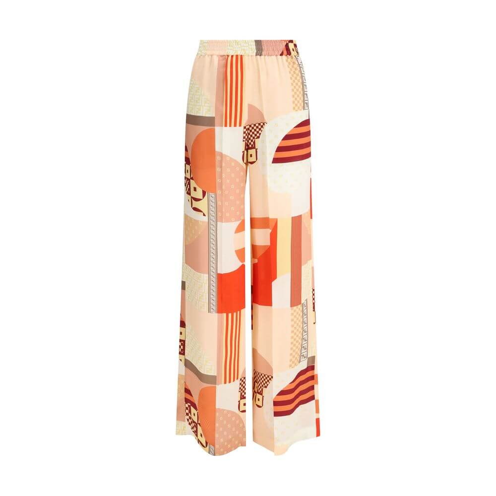 Multicolor Silk Casual PantsThe all-over patchwork print silk crepe Pants by Fendi combine elegance and originality. The elasticated waist ensures comfort and a fluid fit, while the ironed center pleats add a tailored touch to the design. Practical in-sea