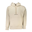 Beige Cotton Men SweaterElevate your wardrobe with the unmistakable flair of Calvin Klein. This beige long-sleeved sweatshirt is a perfect blend of comfort and style, featuring a cozy fleece interior and a handy central pocket for your essentials. Adorned