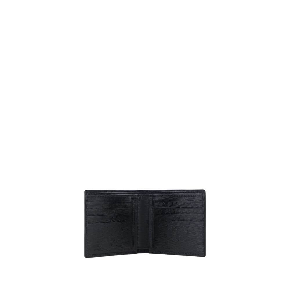 Black Calf Leather Bos Taurus WalletCalfskin Wallet by Ferragamo, billfold design, plaque with iconic Gancini logo applied on front, interior card slot, bill compartment. Season: AW25 Dimension: 11.5×11.5 Composition: 100% Calf Leather Bos Taurus MADE IN