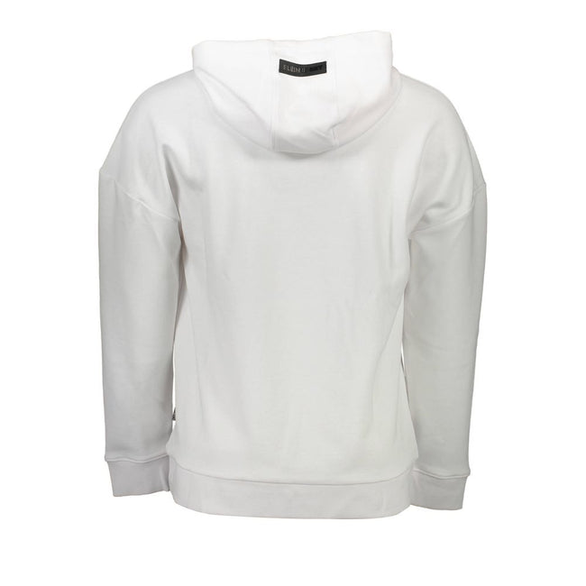 White Cotton Men's SweaterElevate your fashion game with the Plein Sport hoodie, crafted for those who dare to stand out. This long-sleeved, white sweatshirt exudes confidence with its bold contrasting details and unmistakable Plein Sport branding. Made f