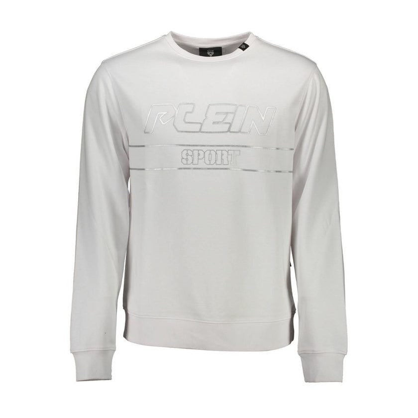 White Cotton Men SweaterElevate your off-duty wardrobe with the dynamic allure of Plein Sport’s long-sleeved sweatshirt. Crafted with attention to detail, this piece features bold contrasting accents complemented by the brand’s signature print and iconic