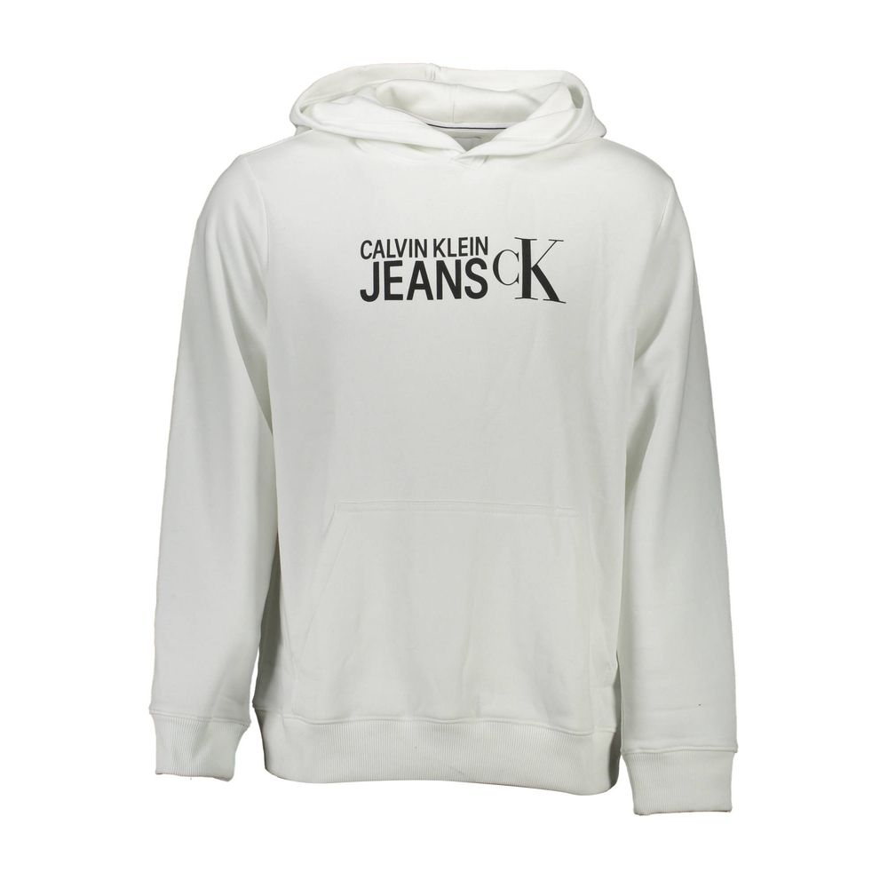 White Cotton Men SweaterElevate your off-duty style with this impeccable Calvin Klein hooded sweatshirt. Designed for the fashion-forward individual, it features a bold print and the iconic Calvin Klein logo, exuding an air of casual sophistication. Craft