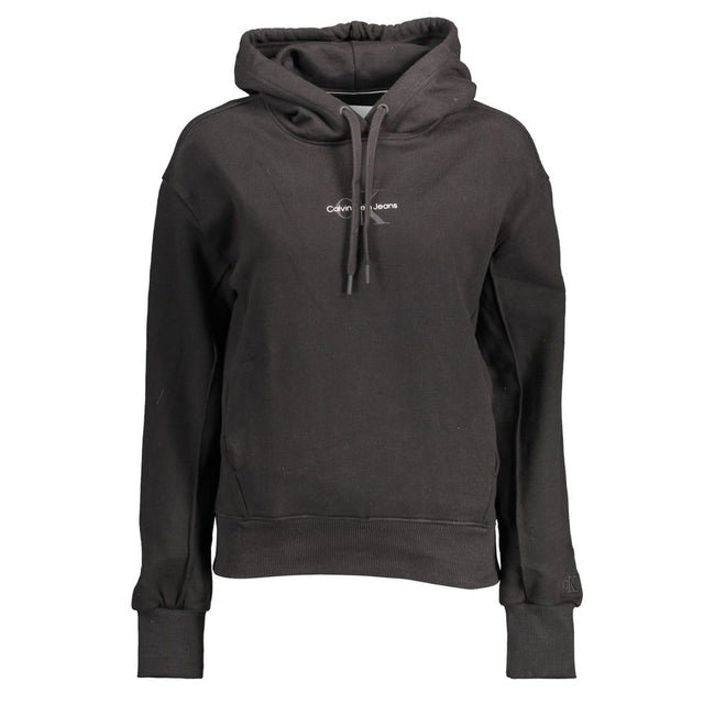 Black Cotton Women SweaterElevate your off-duty wardrobe with the epitome of comfort and style – the Calvin Klein hooded sweatshirt. This piece is not just a layer; it’s a statement, boasting long sleeves and a sleek black hue that transcends trends. With