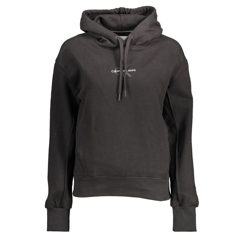 Black Cotton Women SweaterElevate your off-duty wardrobe with the epitome of comfort and style – the Calvin Klein hooded sweatshirt. This piece is not just a layer; it’s a statement, boasting long sleeves and a sleek black hue that transcends trends. With