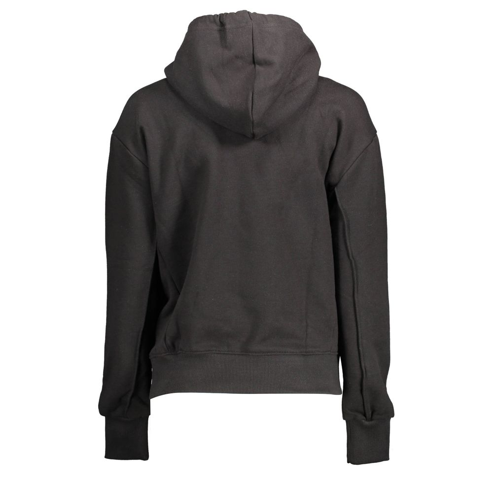 Black Cotton Women SweaterElevate your off-duty wardrobe with the epitome of comfort and style – the Calvin Klein hooded sweatshirt. This piece is not just a layer; it’s a statement, boasting long sleeves and a sleek black hue that transcends trends. With