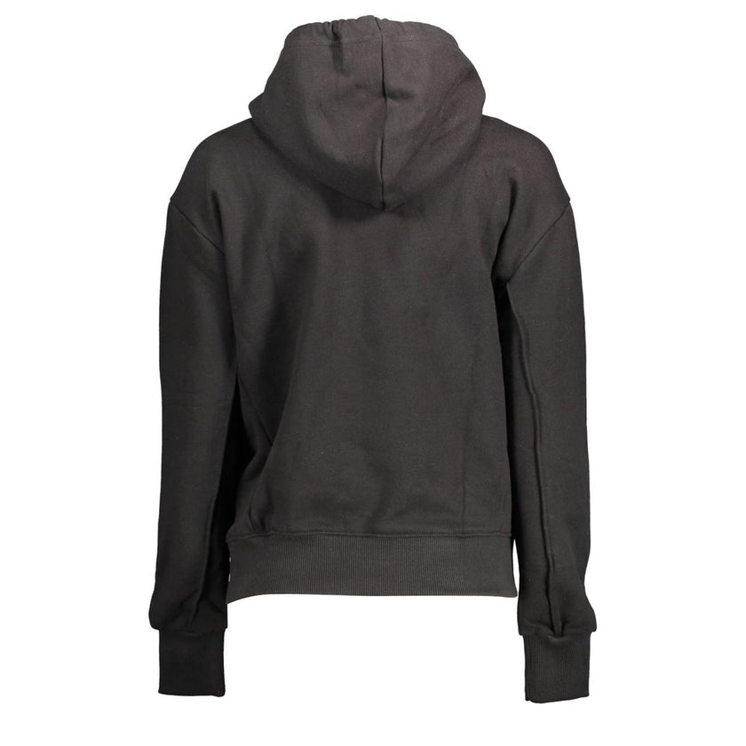 Black Cotton Women SweaterElevate your off-duty wardrobe with the epitome of comfort and style – the Calvin Klein hooded sweatshirt. This piece is not just a layer; it’s a statement, boasting long sleeves and a sleek black hue that transcends trends. With