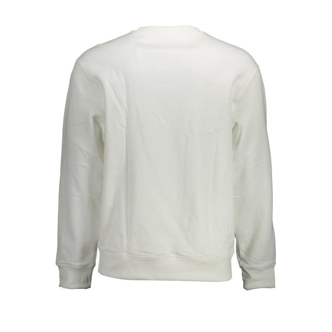 White Cotton Men SweaterDare to make a statement with Calvin Klein’s sleek, white cotton sweatshirt. Meticulously crafted to elevate your style, this piece boasts iconic branding with a bold print logo on the chest, promising to turn heads and keep you at