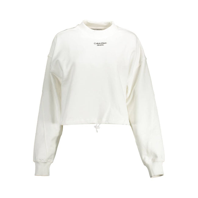 White Cotton Women SweaterElevate your style quotient with the minimalist yet chic Calvin Klein long-sleeved sweatshirt. Standing out with its refined white hue, this piece is more than just comfy wear. From the subtle print and the delicate embroidery to