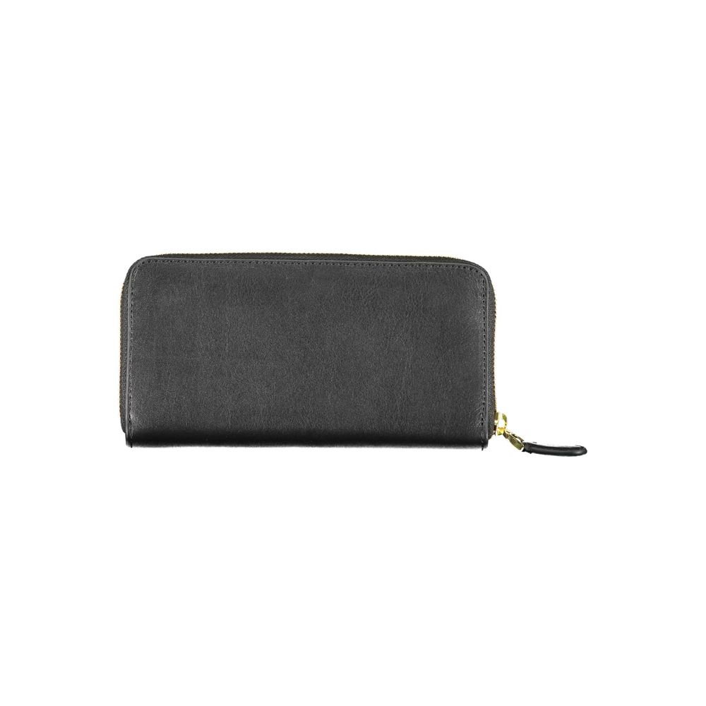 Portefeuille femme en cuir noir
