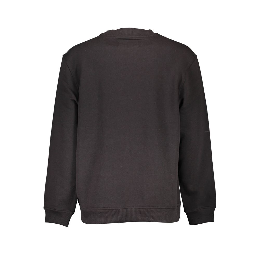 Black Cotton Men SweaterElevate your style with the Calvin Klein difference. This sleek black sweatshirt boasts long sleeves and a contemporary round neck, complete with a bold print and the unmistakable Calvin Klein logo. Crafted from premium cotton, it