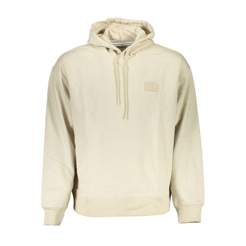 Beige Cotton Men SweaterStep into sustainable luxury with this Calvin Klein icon—a long-sleeved sweatshirt defined by its polished hooded design and signature logo embellishment. Tailored from 100% recycled cotton, it’s a trendsetting eco-conscious choice