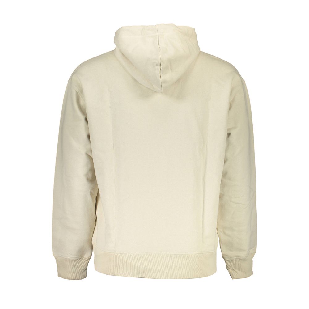 Beige Cotton Men SweaterStep into sustainable luxury with this Calvin Klein icon—a long-sleeved sweatshirt defined by its polished hooded design and signature logo embellishment. Tailored from 100% recycled cotton, it’s a trendsetting eco-conscious choice