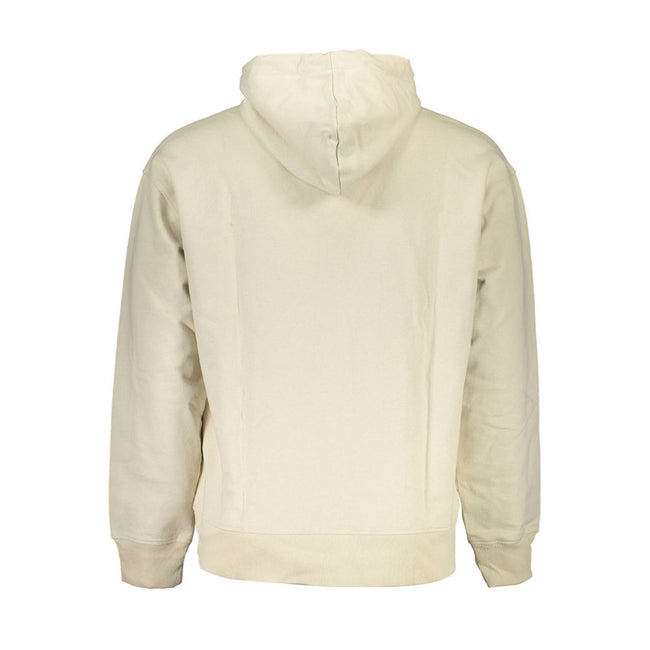 Beige Cotton Men SweaterStep into sustainable luxury with this Calvin Klein icon—a long-sleeved sweatshirt defined by its polished hooded design and signature logo embellishment. Tailored from 100% recycled cotton, it’s a trendsetting eco-conscious choice