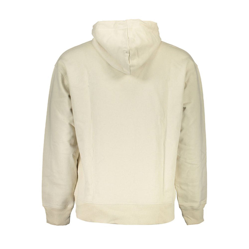 Beige Cotton Men SweaterStep into sustainable luxury with this Calvin Klein icon—a long-sleeved sweatshirt defined by its polished hooded design and signature logo embellishment. Tailored from 100% recycled cotton, it’s a trendsetting eco-conscious choice