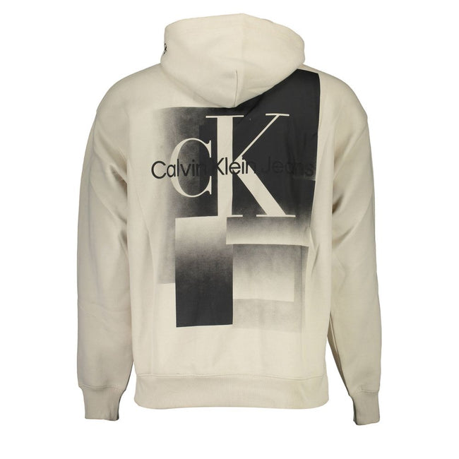 Beige Cotton Men SweaterElevate your casual wardrobe with this exquisite Calvin Klein hoodie, seamlessly blending comfort and style. A classic beige tone sets the backdrop for an eye-catching print and logo, flawlessly capturing the brand’s signature soph