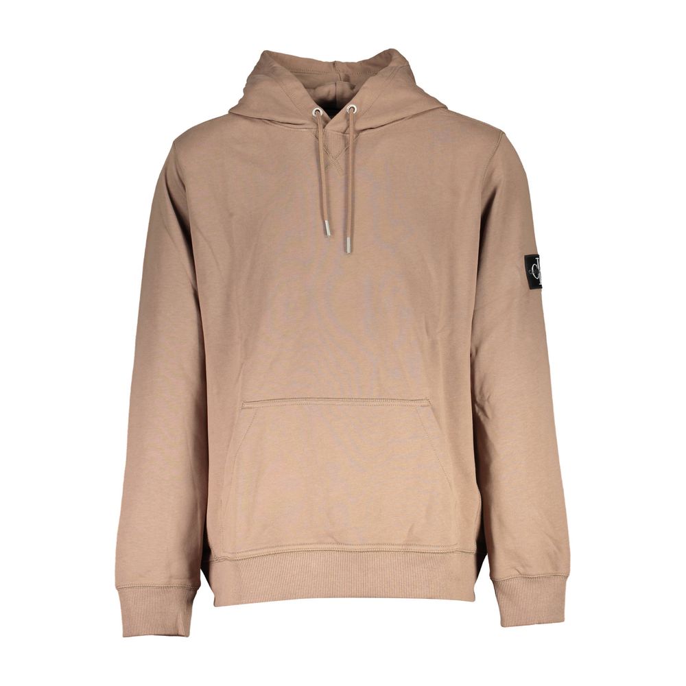 Brown Cotton Men SweaterIndulge in the epitome of contemporary sophistication with Calvin Klein’s sleek brown hoodie. This long-sleeved marvel uniquely combines comfort with style, featuring a central pocket for utility and an iconic logo that commands at