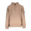 Brown Cotton Men SweaterIndulge in the epitome of contemporary sophistication with Calvin Klein’s sleek brown hoodie. This long-sleeved marvel uniquely combines comfort with style, featuring a central pocket for utility and an iconic logo that commands at