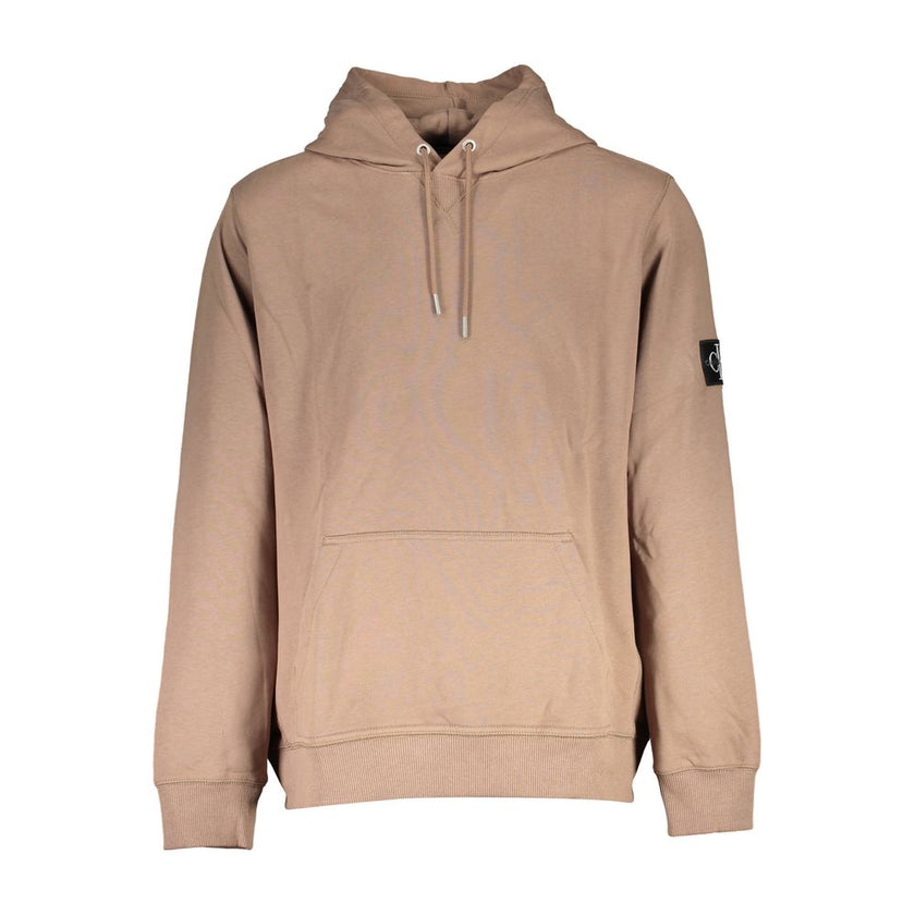 Brown Cotton Men SweaterIndulge in the epitome of contemporary sophistication with Calvin Klein’s sleek brown hoodie. This long-sleeved marvel uniquely combines comfort with style, featuring a central pocket for utility and an iconic logo that commands at