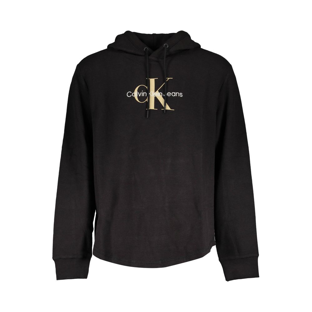 Black Cotton Men SweaterIndulge in the epitome of sleek style with this Calvin Klein long-sleeved hooded sweatshirt. Adorned with bold embroidery and the iconic logo print, it’s a manifestation of modern luxury. Crafted from a sumptuous blend of cotton an