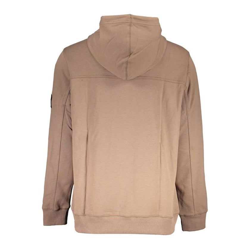 Brown Cotton Men SweaterIndulge in the epitome of contemporary sophistication with Calvin Klein’s sleek brown hoodie. This long-sleeved marvel uniquely combines comfort with style, featuring a central pocket for utility and an iconic logo that commands at